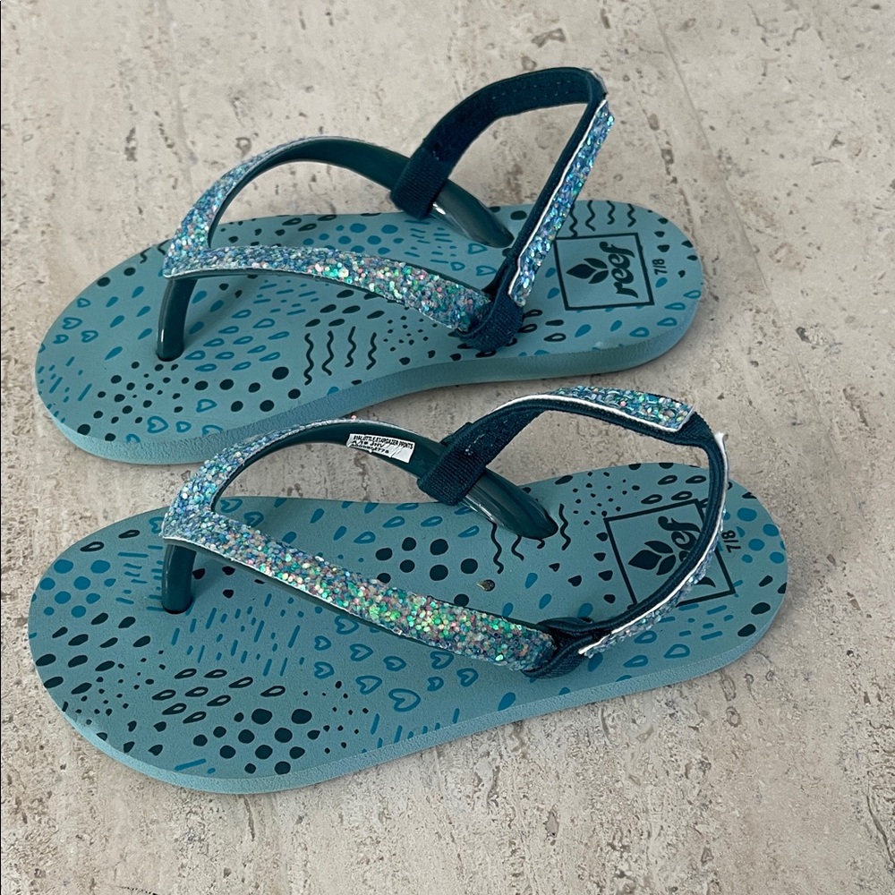 Reef Kids Blue Glitter Flipflops Sandals
